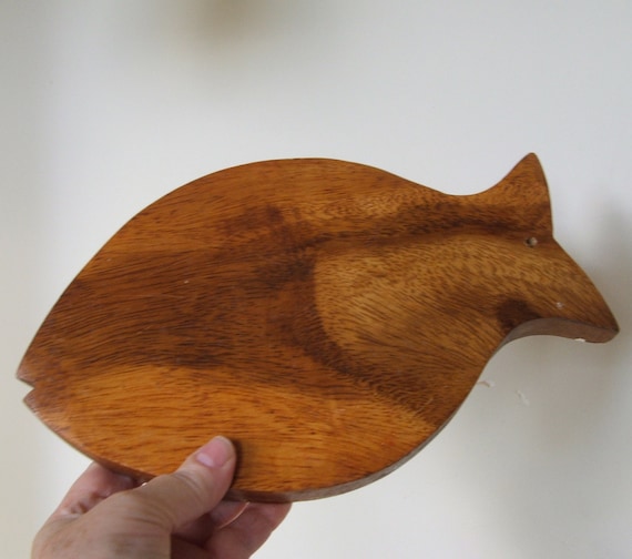 Vintage Wooden Fish Cutting Board or Trivet