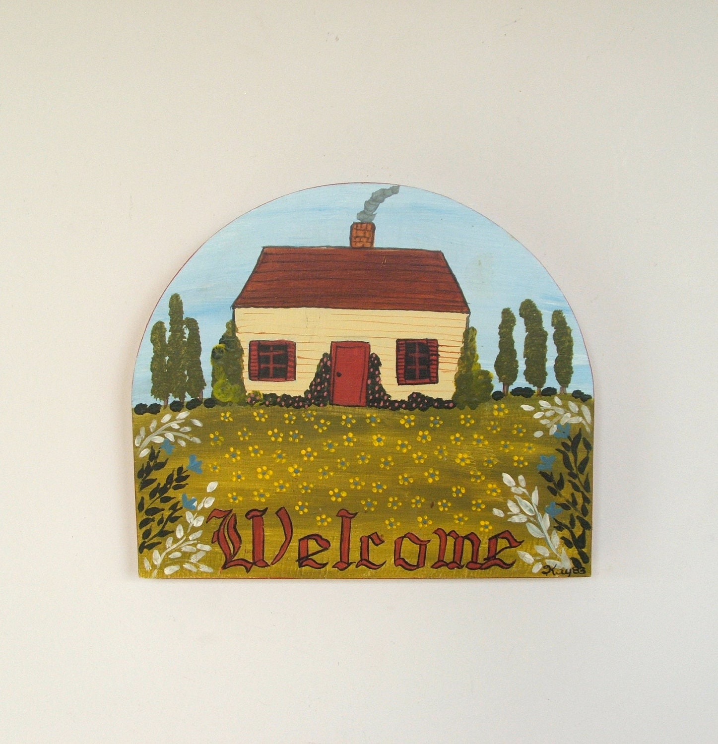 Vintage Hand Painted WELCOME Sign