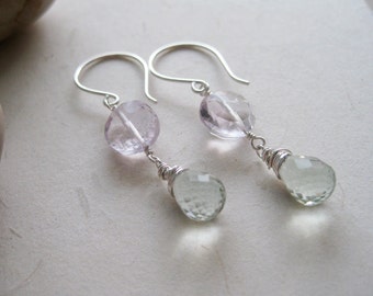 Amethyst Prasiolite Earrings Sterling Silver Pink Amethyst February Birthstone Lilac Lavender - Lucidity