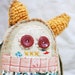 Sonnet - a primitive softie vintage fabric keepsake - buttercup yellow and one of a kind soft sculpture rag doll