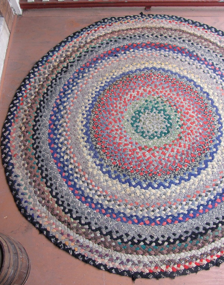 vintage c. 1970s round braided rag rug by MouseTrapVintage on Etsy