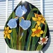 Unique Handpainted Ceramic Triangle Vase Spring Flowers Tulips Daffodils Iris