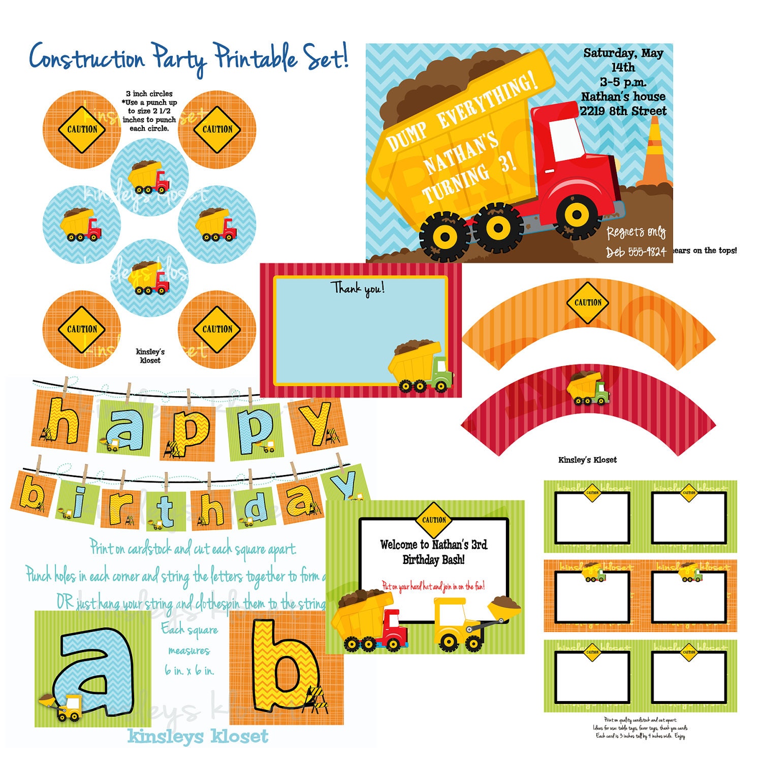 This is an image of Nifty Construction Party Printables This is an image of Nifty Construction Party Printables