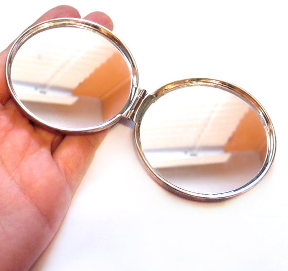 Vintage Compact Mirror Case Silver Plated