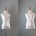 Vintage 50s Blouse / 1950s White Cotton Blouse / Embroidered 60s Blouse