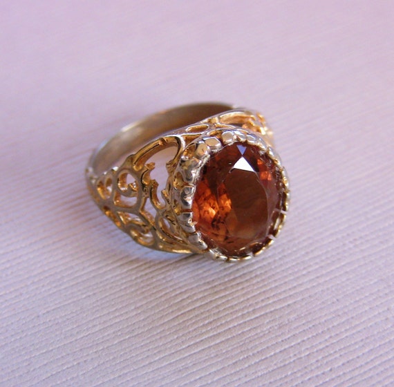 Items similar to Vintage Baroque Style Amber Filigree Ring Shabby Chic ...