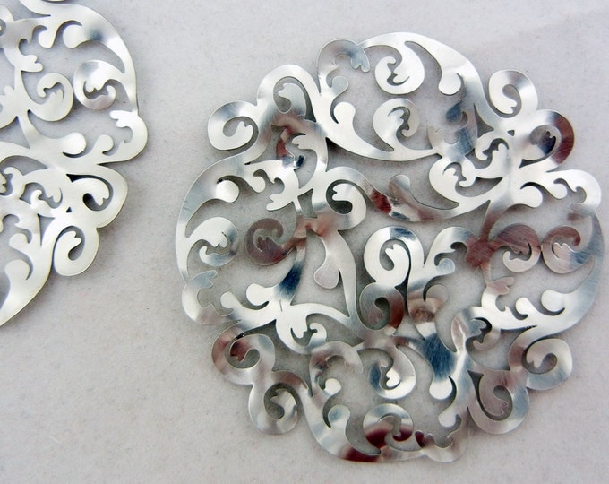 Pair of Large Round Curly Cut-out Drop Charms