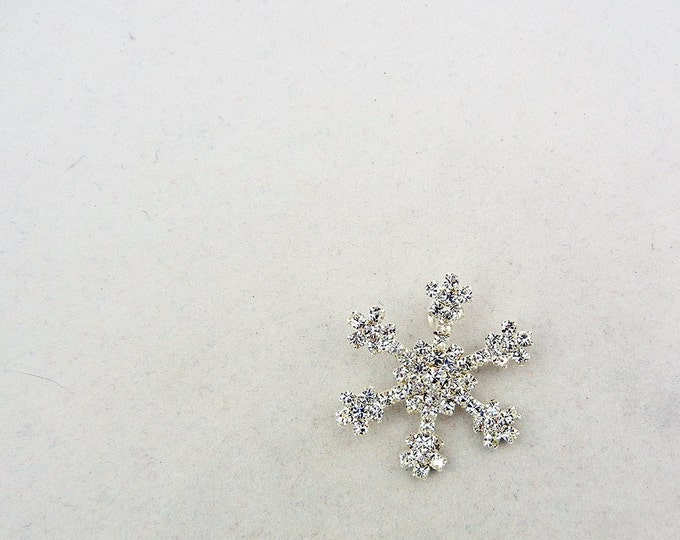 Silver-tone Rhinestone Encrusted Snowflake Pendant