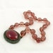 RESERVED Antique Edwardian Mauve Glass Bead Choker Necklace with Clasp Pendant