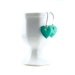 Enamel Heart Earrings, Handcrafted Sterling Silver Dangle Earrings, Jade Green Heart Drops, Handmade Silver Earrings, Green Earrings