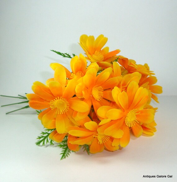 Vintage Plastic Flower Stems Orange Flowers Floral Picks