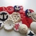 Vintage Buttons - Cottage chic mix of nautical red, white and blue, old and sweet - 16 total (2832)