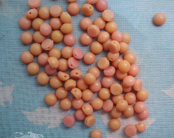 Vintage Glass Nailheads or Sew Ons - 5mm Opaque Cheyenne Pink and Grapefruit Pink Sewons or Flatbacks (24 pc)