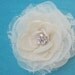 3 inch Ivory Lace, Organza and Chiffon Rose Hair Clip L281- bridal hair accessory