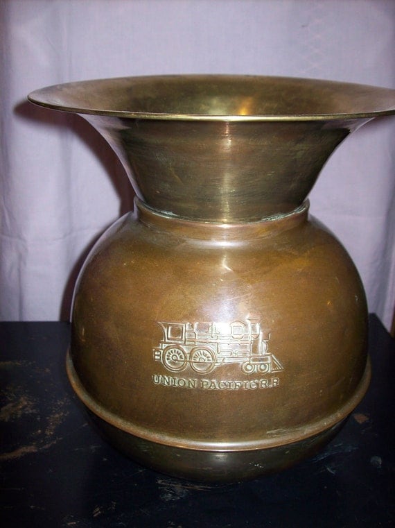 vintage Brass Union Pacific Spittoon