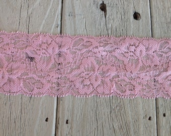 WIDE Stretch Lace PINK 440 -2 inch -5 yards for 7.25