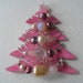 Lg Signed Dalton Glitzy Christmas Pink Tree Pin Pendant Pearls Crystal Czech Glass Rose Quartz