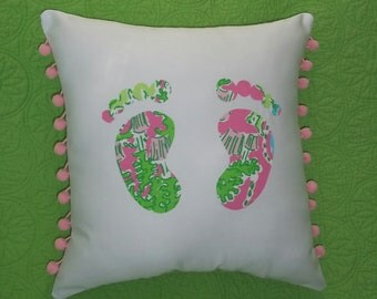 New Footprints pillow made with Lilly Pulitzer Your choice of over 65 different fabrics to choose from