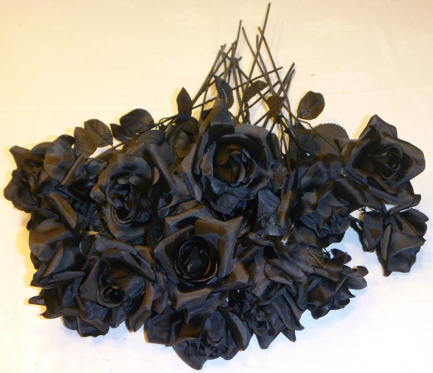 Long Stem Black Silk Roses 20 Individual Stalks by CyndiLou