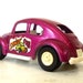 Tootsie Toy Volkswagen, VW Bug, DARK PINK Chippy Paint