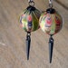 Reserved for Monica until 1/31 Olive Green Marble Earrings - Black Spike Dangles