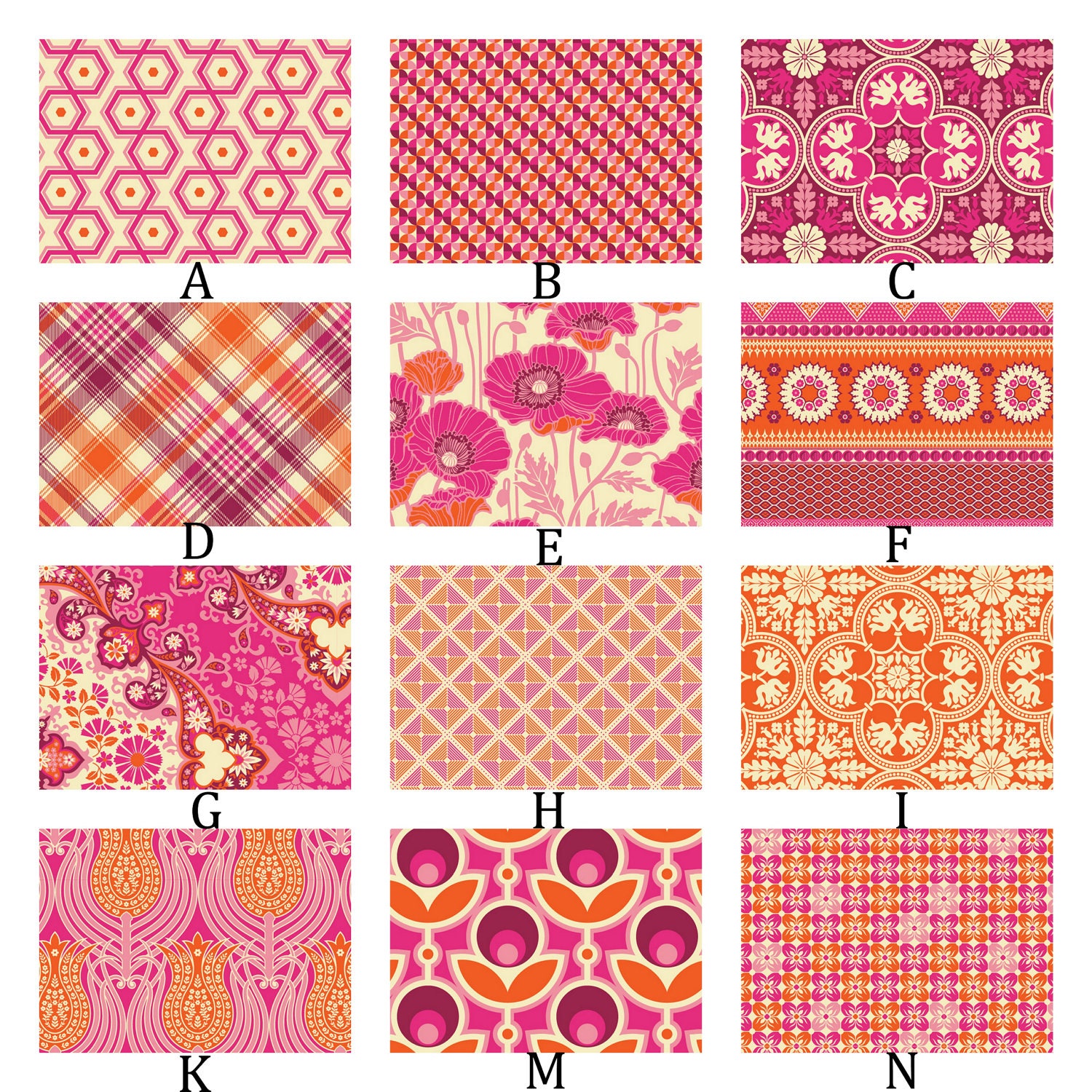 Pink and Orange Custom Crib Baby Bedding Notting Hill in