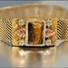 Gold Victorian Bracelet Gothic Cameo Mesh Tiger Eye Rose Gold Antique Jewelry