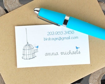 Calling Cards / Custom Calling Cards / Business Cards / Contact Cards / Personalized Calling Cards - Dainty Birdcage