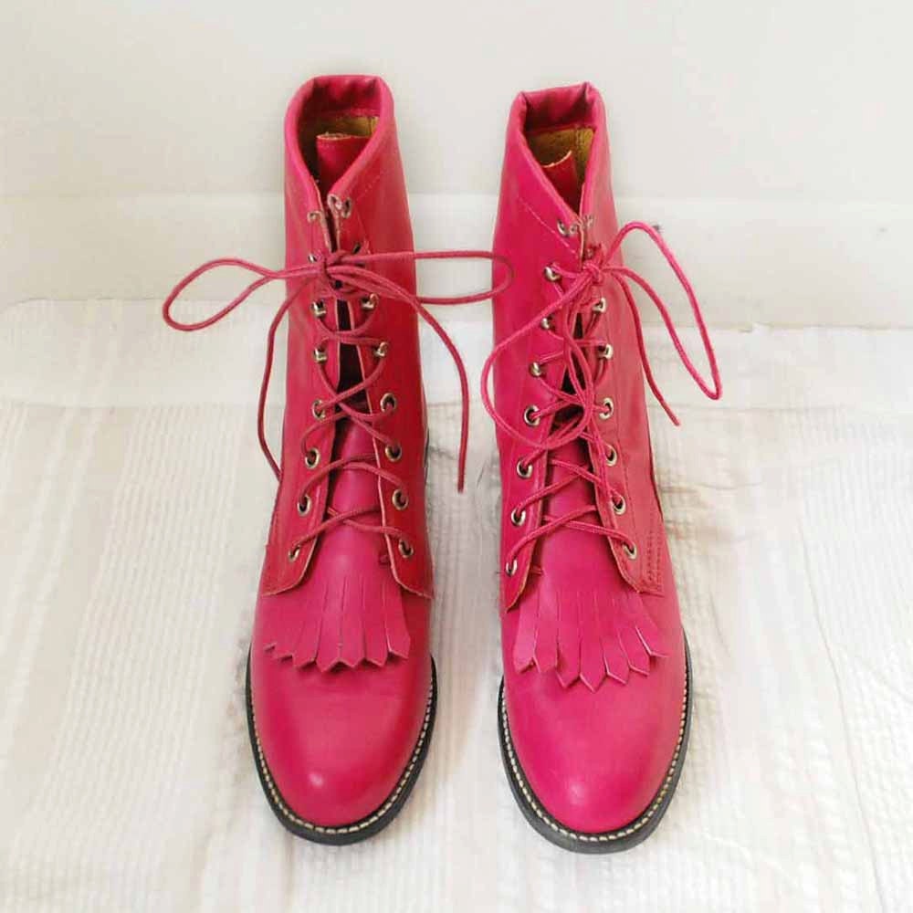 Pink Combat Boots Military Boots Leather boot by