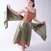 Vintage 1950s Cocktail Party Dress // Green Silk Dress with Orange Brocade and Dramatic Train by Patullo - Jo Copeland