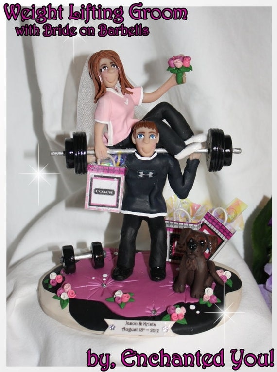 Weight lifting Gym  Fitness  Custom Wedding  Cake  Topper 