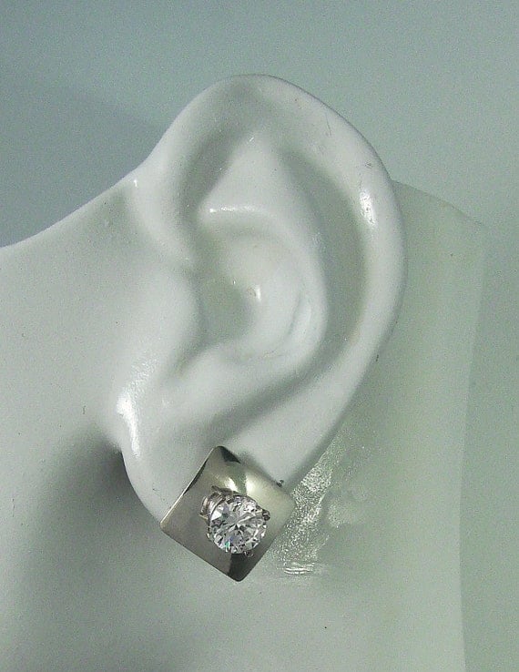 Earring Jackets for Studs Sterling Silver Gemstone Enhancer Square