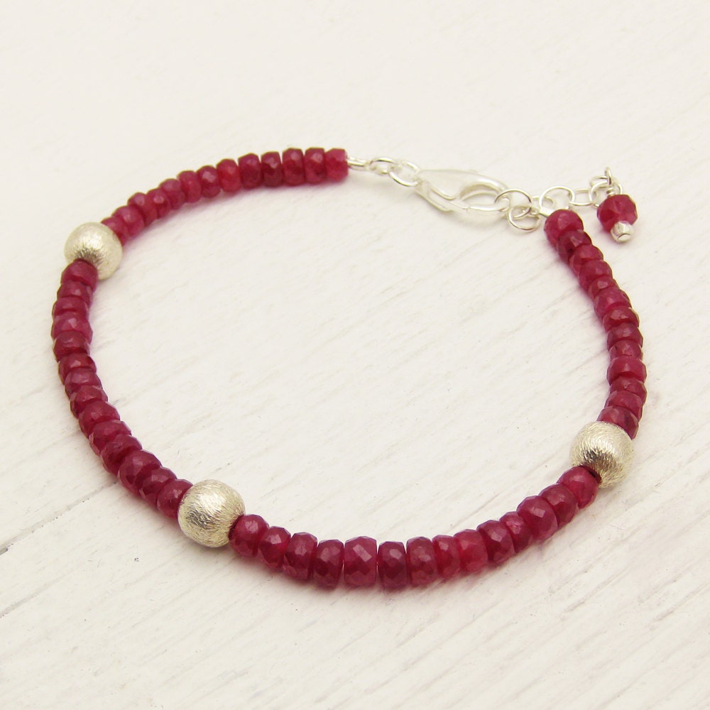 Faceted Ruby Bracelet Genuine Ruby Bracelet Israeli Cut