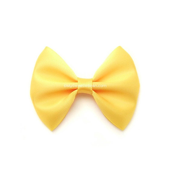 Sunshine Yellow Satin Bow Classic Hair Bow Girls by MySweetieBean