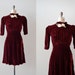 1930s dress / vintage 30s silk velvet dress / Billet-Doux dress