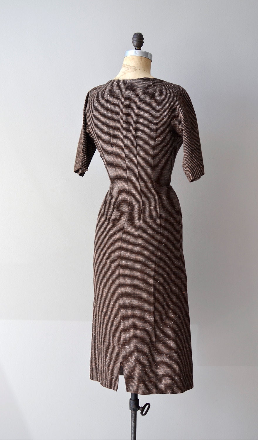 1950s dress / 50s dress / Guinness woven dress