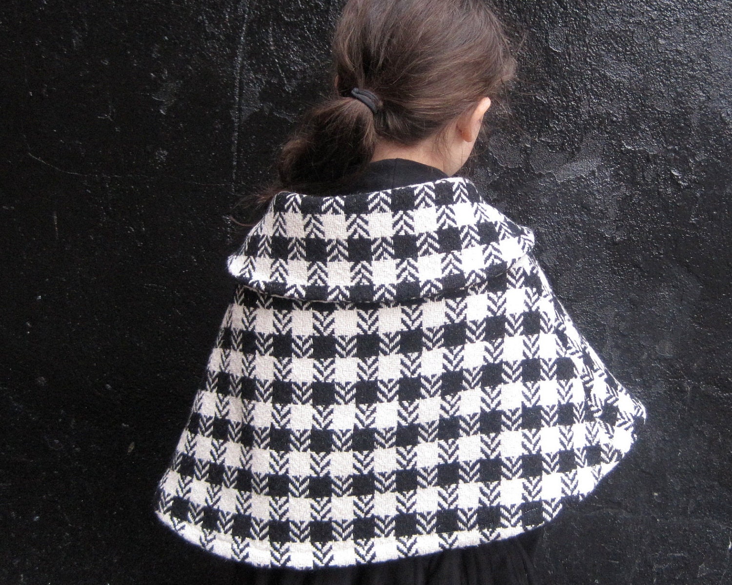 Wool Cape Black and White Winter Kids Fashion Girls