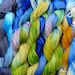 900 yards worsted weight yarn, hand dyed mixed colors, 9 skeins, one pound -- blues
