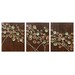 Nature Wall Art Abstract Painting on Canvas - Brown and Green Triptych - Flower Art - Large 50x20