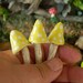 3 ceramic mushroom miniatures 3 yellow pixie amanita muscari .. .. terrarium or miniature gardens