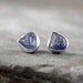Uncut Raw Rough Blue Sapphire Earrings - Sterling Silver Stud Style - Rustic Round Shape - Bezel Set - Post Style Earring