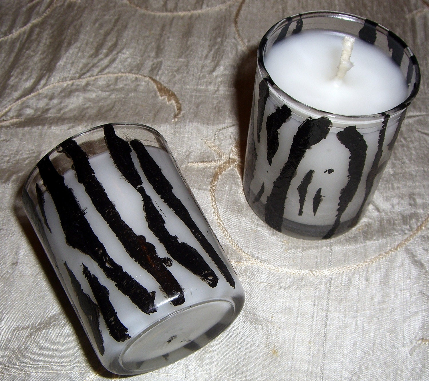 Candles Zebra Stripes Animal Print Black & White Coconut