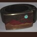 Mysterious Moonlight-Marquetry Design Wood/Turquoise Belt Buckle/Belt,Native American,Vintage Accesory,Unisex