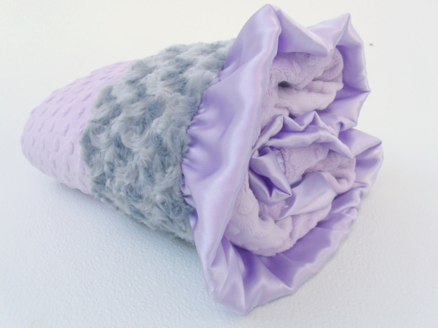 Lavender and Charcoal Gray minky Baby Blanket by MinkyBabyGifts