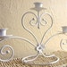 Shabby Chic White with Gold Candelabra Centerpiece Large 3 Candles