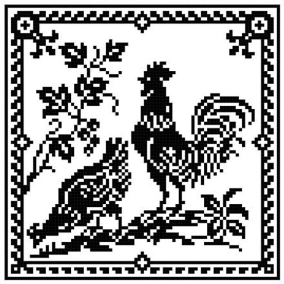 Rooster cross stitch pattern by rolanddesigns on Etsy
