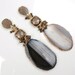 ON SALE 35% off - Agate Slice Druzy Earrings Long Dangle Earrings Brown Cream Geode Gemstone Luxury Statement Fall Fashion - Lorraine