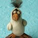 Goofy White Bird on Nest Sculptural Ceramic Dish