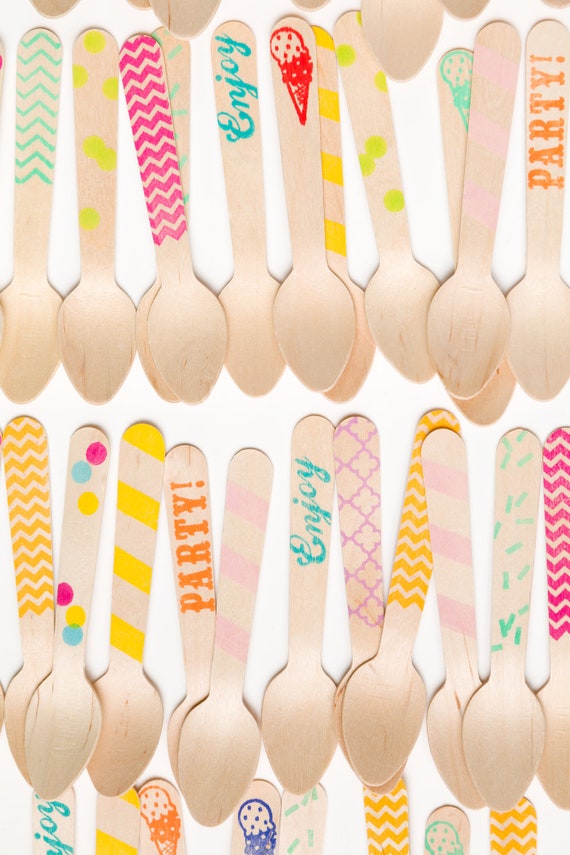 Fun wooden ice cream spoons