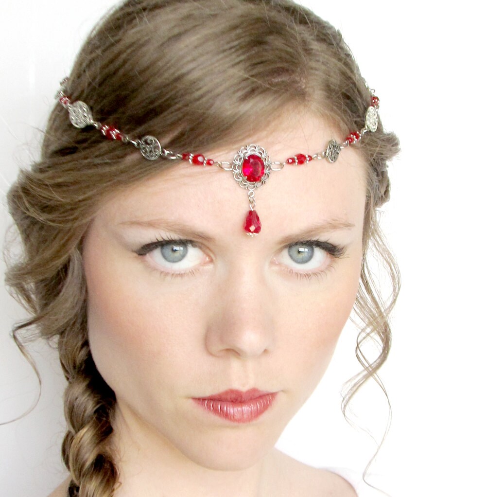 Renaissance Circlet in Silver and Ruby Red